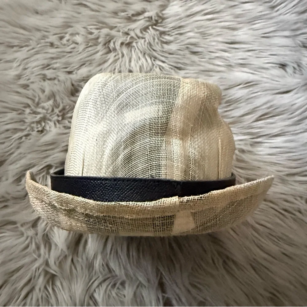 BURBERRY Houseferry Check Straw Fedora Hat London Size M